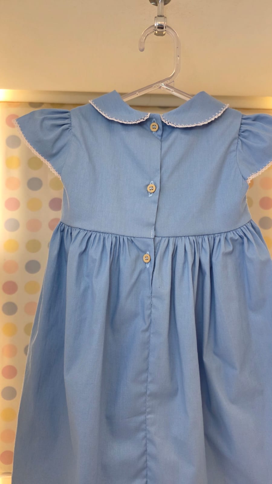 Vestido Bebê Azul Flor Rococó Buá