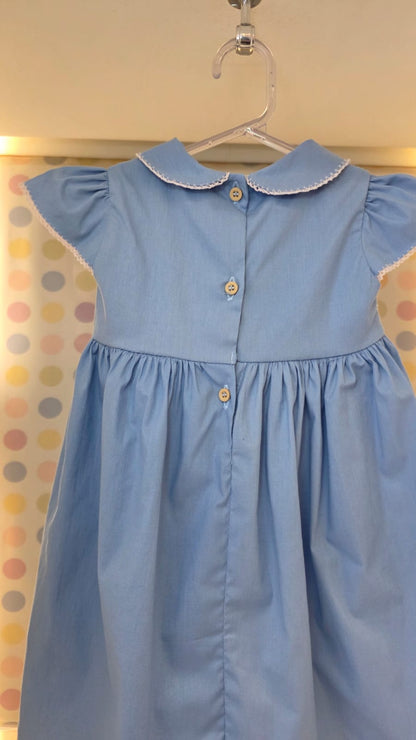 Vestido Bebê Azul Flor Rococó Buá