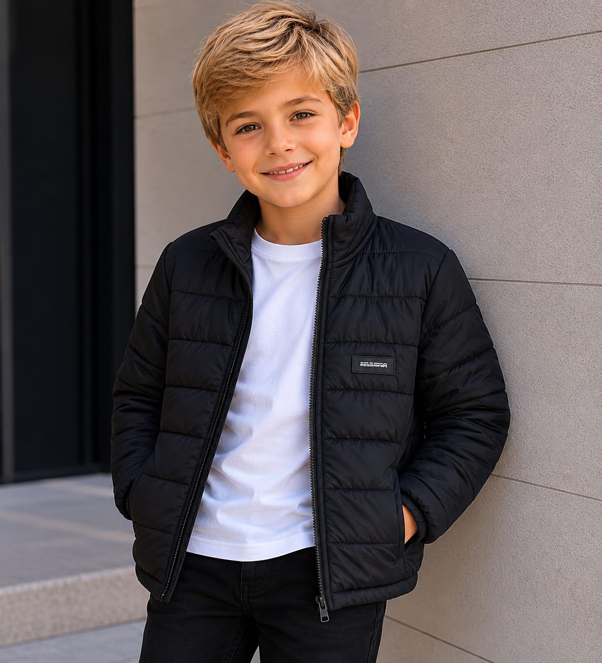 Jaqueta Puffer Infantil Preta Buá