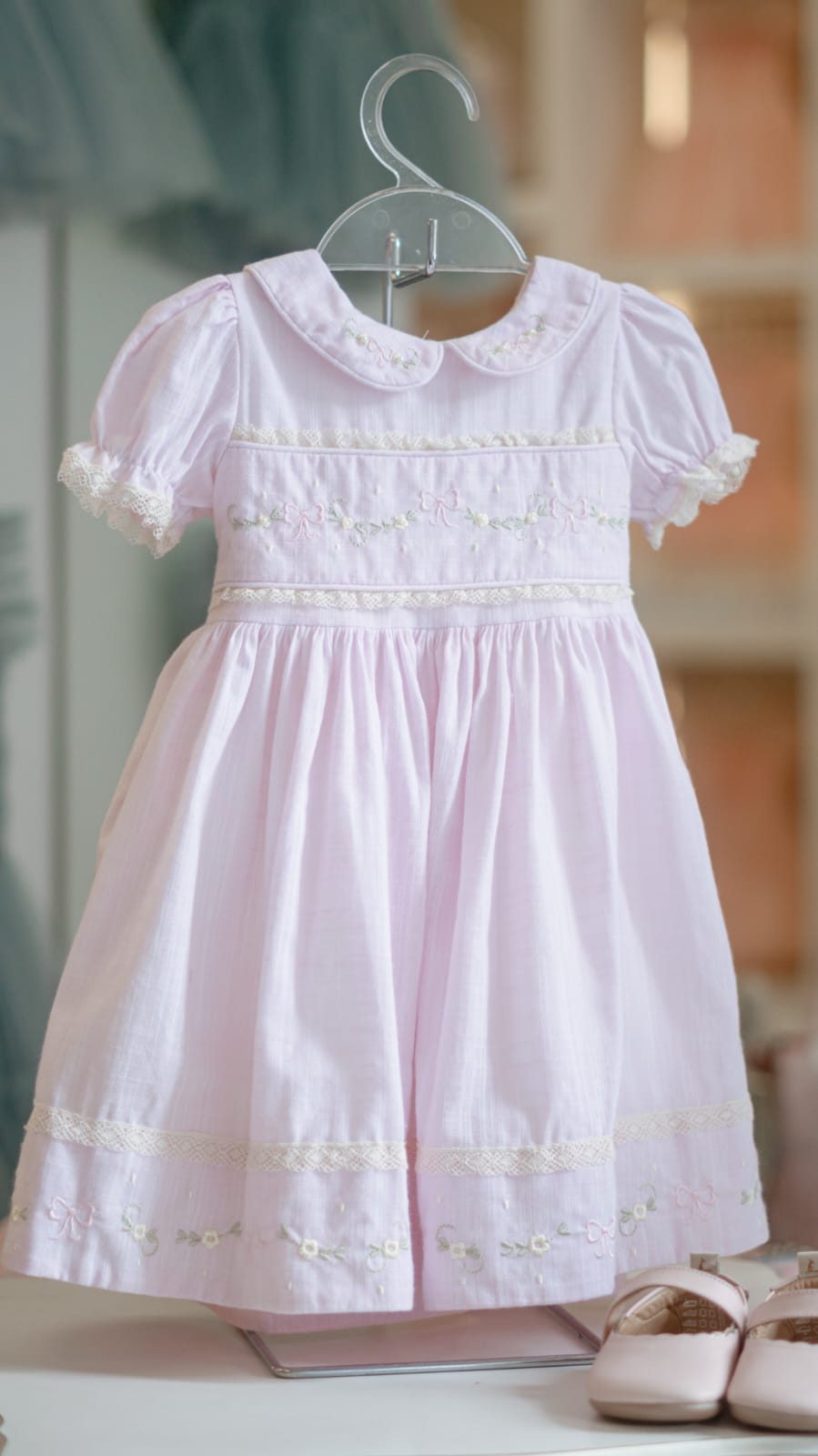 Vestido Bebê Rosa Bordado Buá