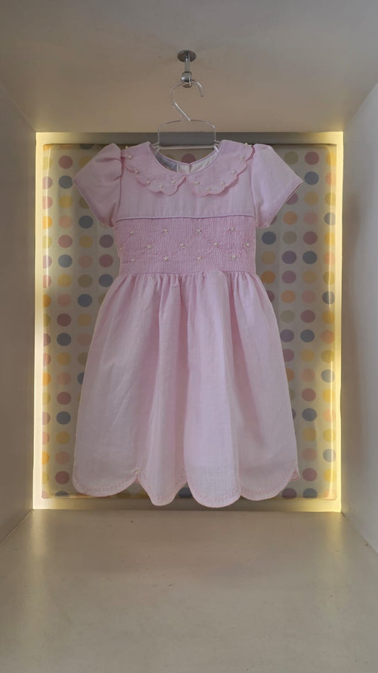 Vestido Infantil Festonê Rosa Buá
