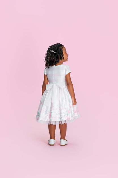 Vestido Infantil Rosa Flores Petit Cherie