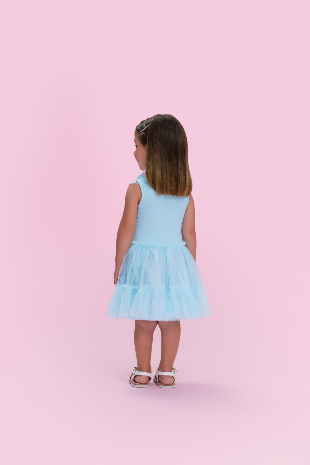 Vestido Infantil Azul Tule Petit Cherie