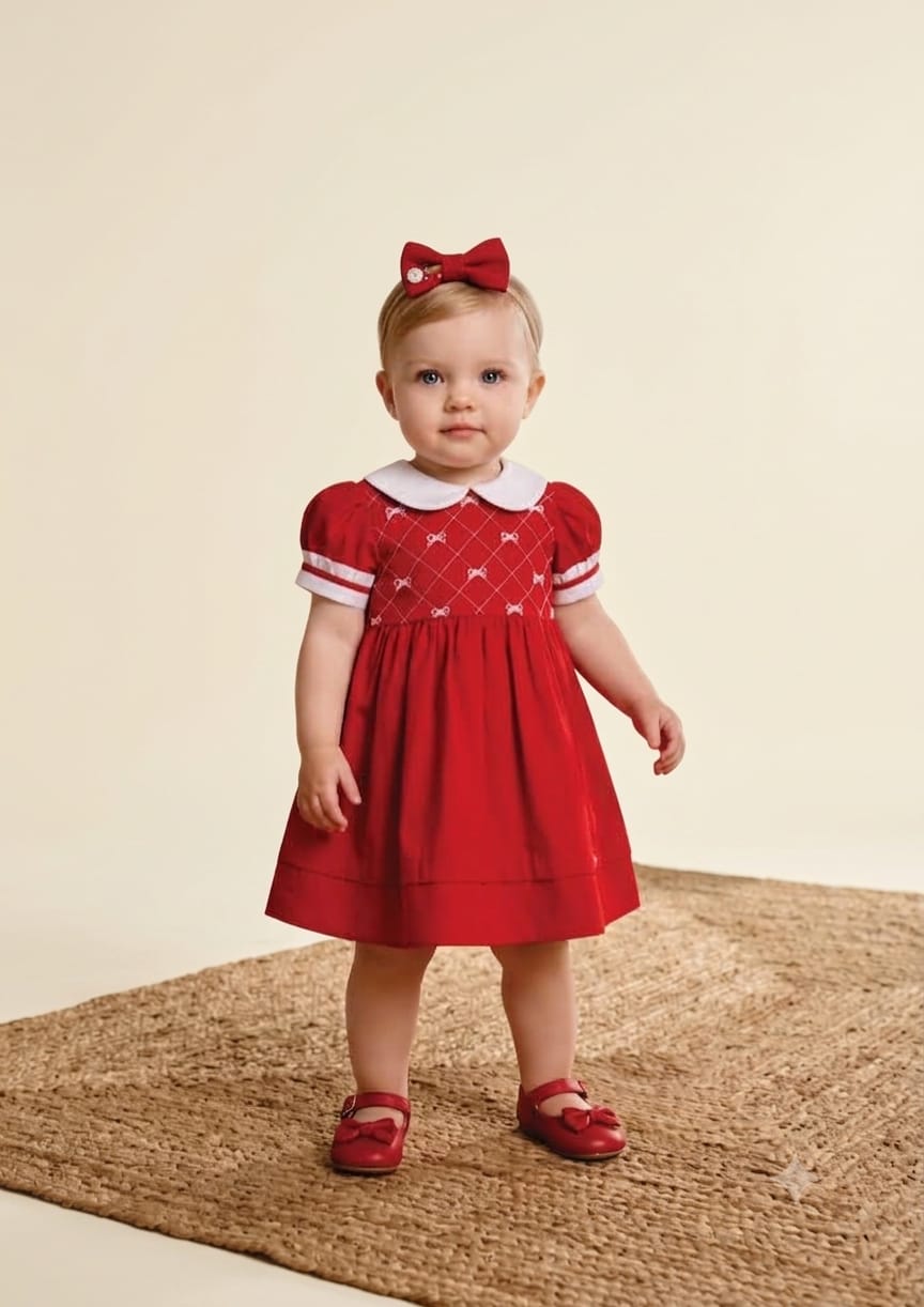 Vestido Bebê Vermelho Tricoline Buá