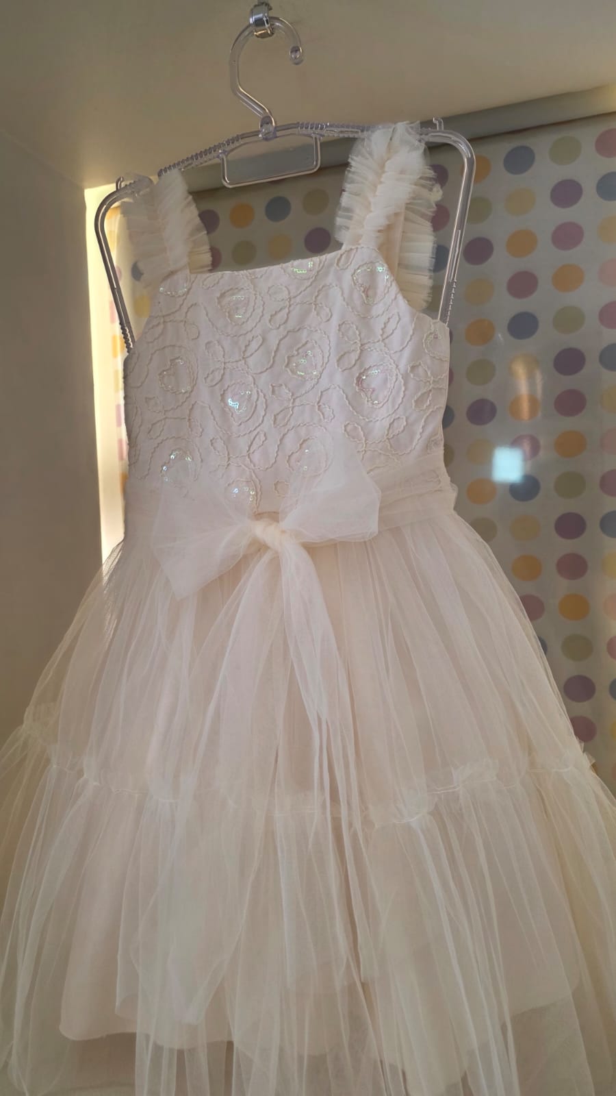 Vestido Infantil Bege Corações Petit Cherie