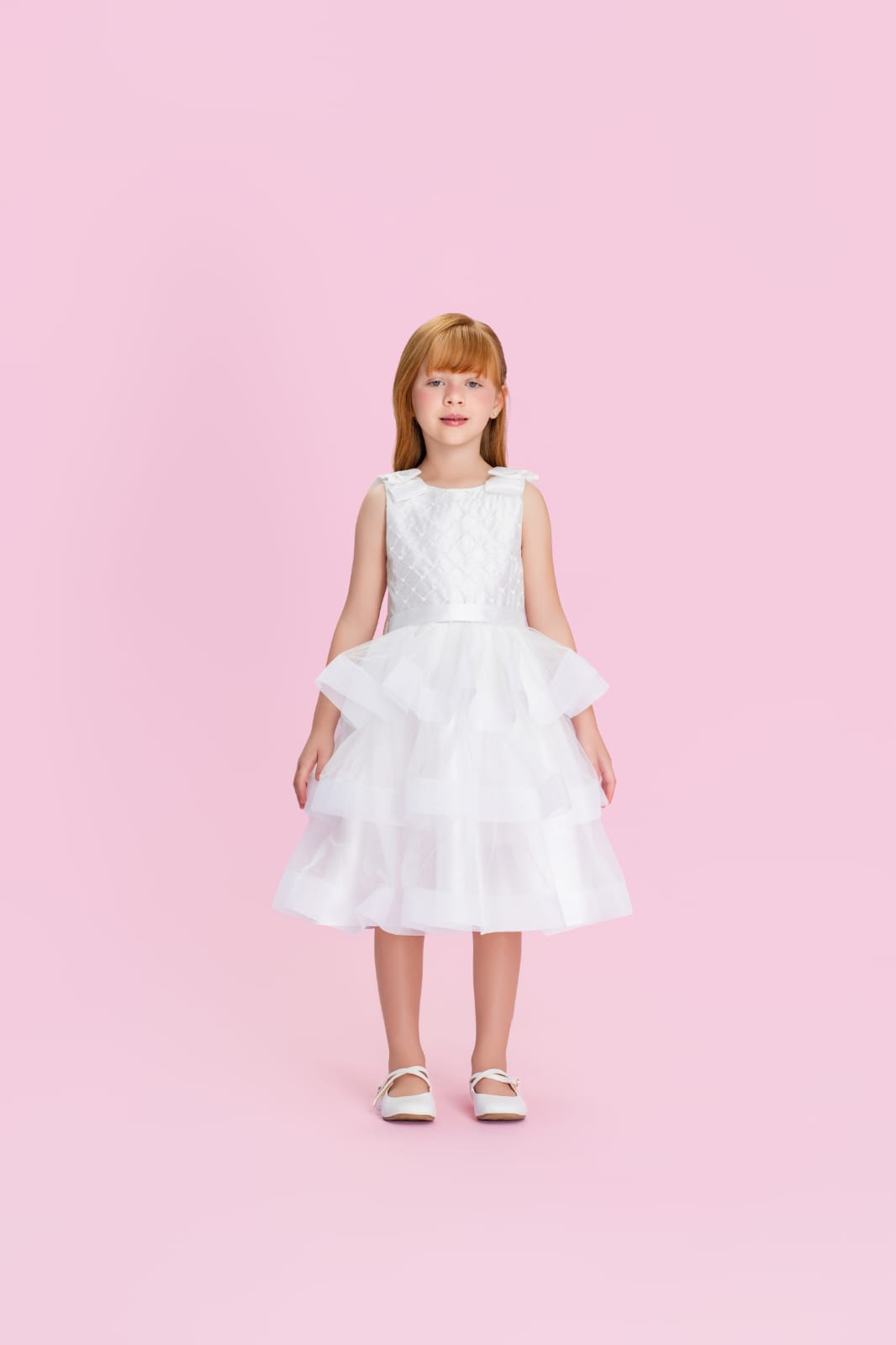 Vestido Infantil Branco Babados Petit Cherie