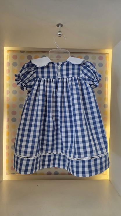 Vestido Bebê Xadrez Azul Buá
