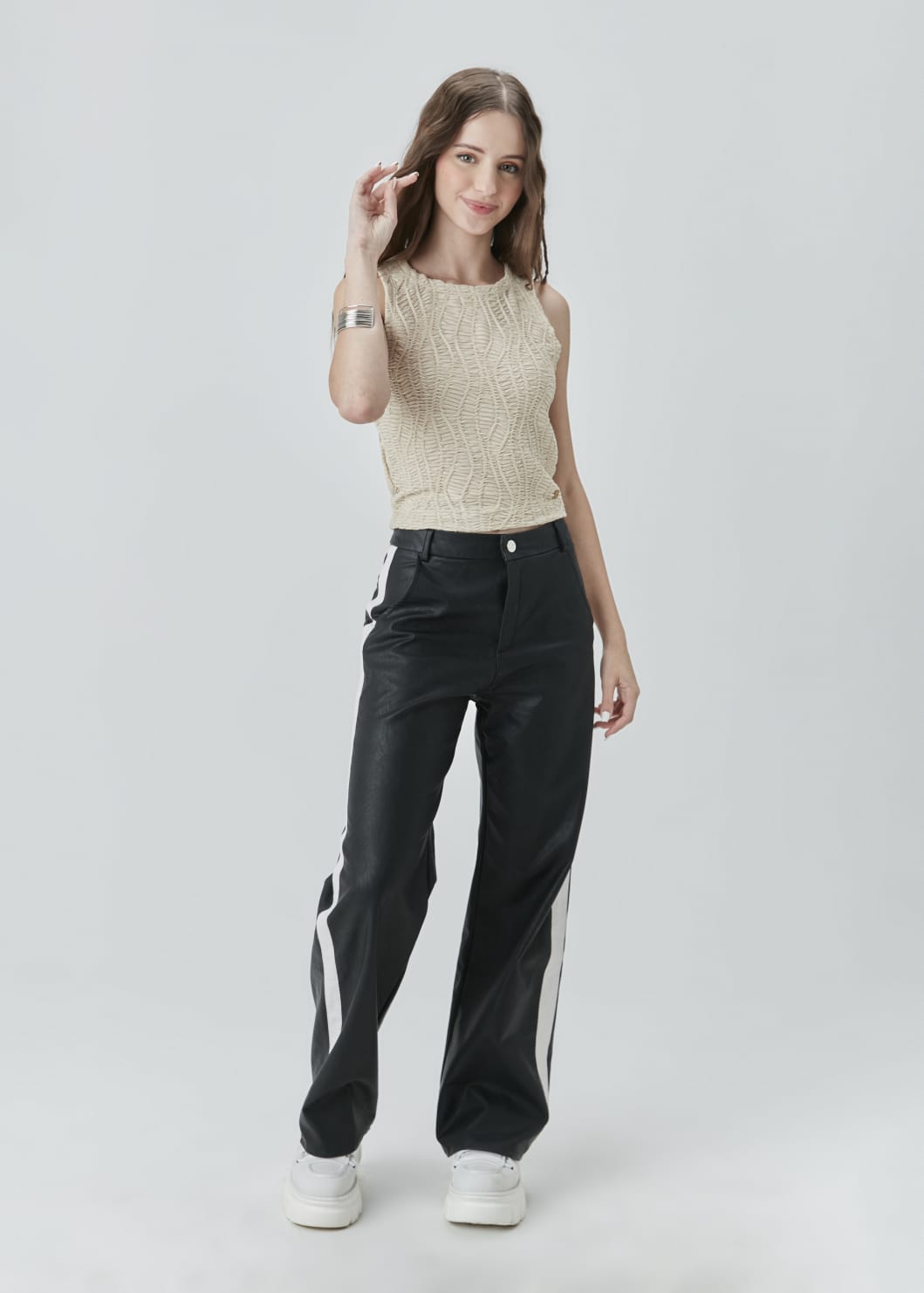 Cropped Malha Bege Two In