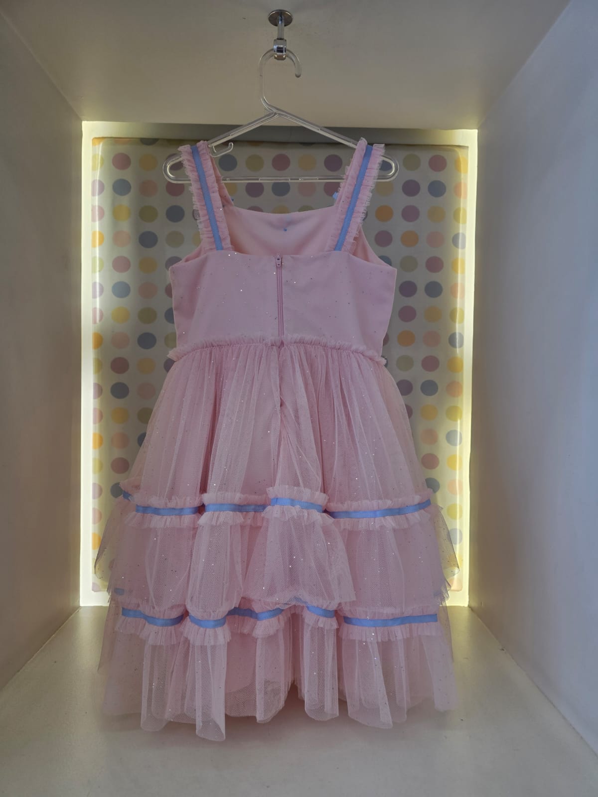 Vestido Infantil Tule Rosa com Azul Petit Cherie