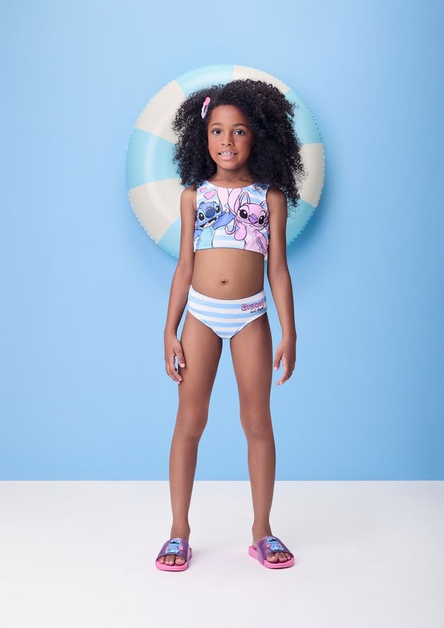 Biquíni Infantil Listrado Stitch e Angel Momi