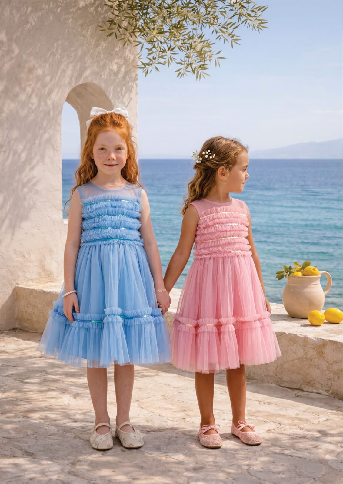 Vestido Infantil Rosa Tule Paetês Buá