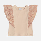 Blusa Infantil Menina Bege Canelada Momi