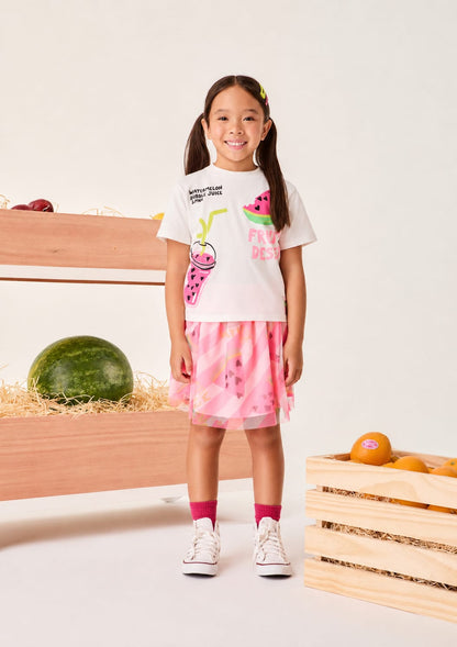 Conjunto Infantil Menina Tule Melancia Buá