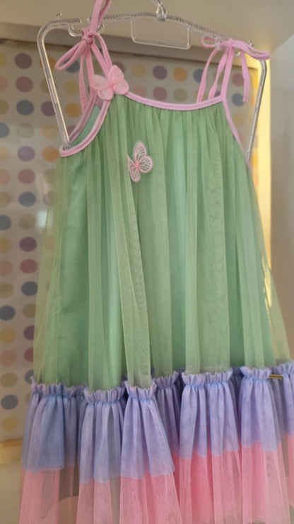 Vestido Infantil Verde Alça Buá