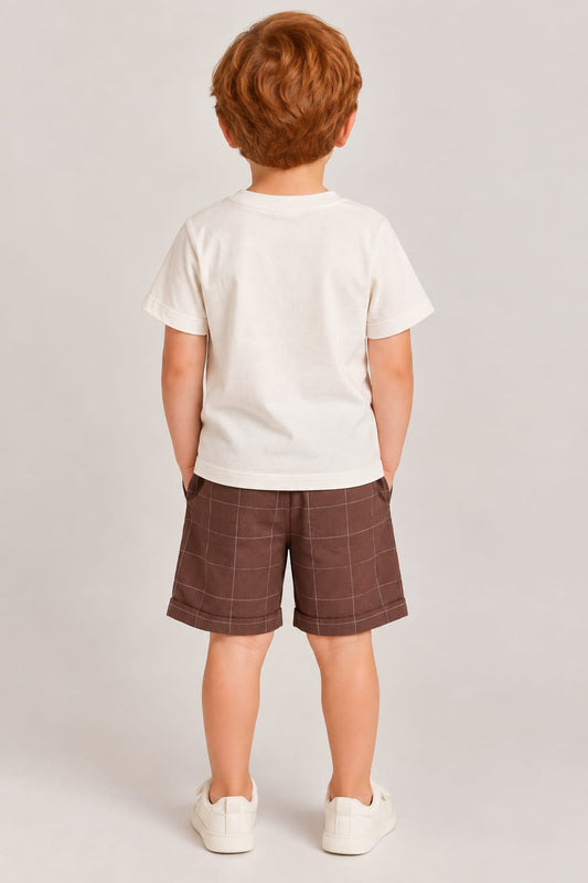 Conjunto Infantil Menino Blusa Bege Buá