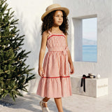 Vestido Infantil Vermelho Listrado