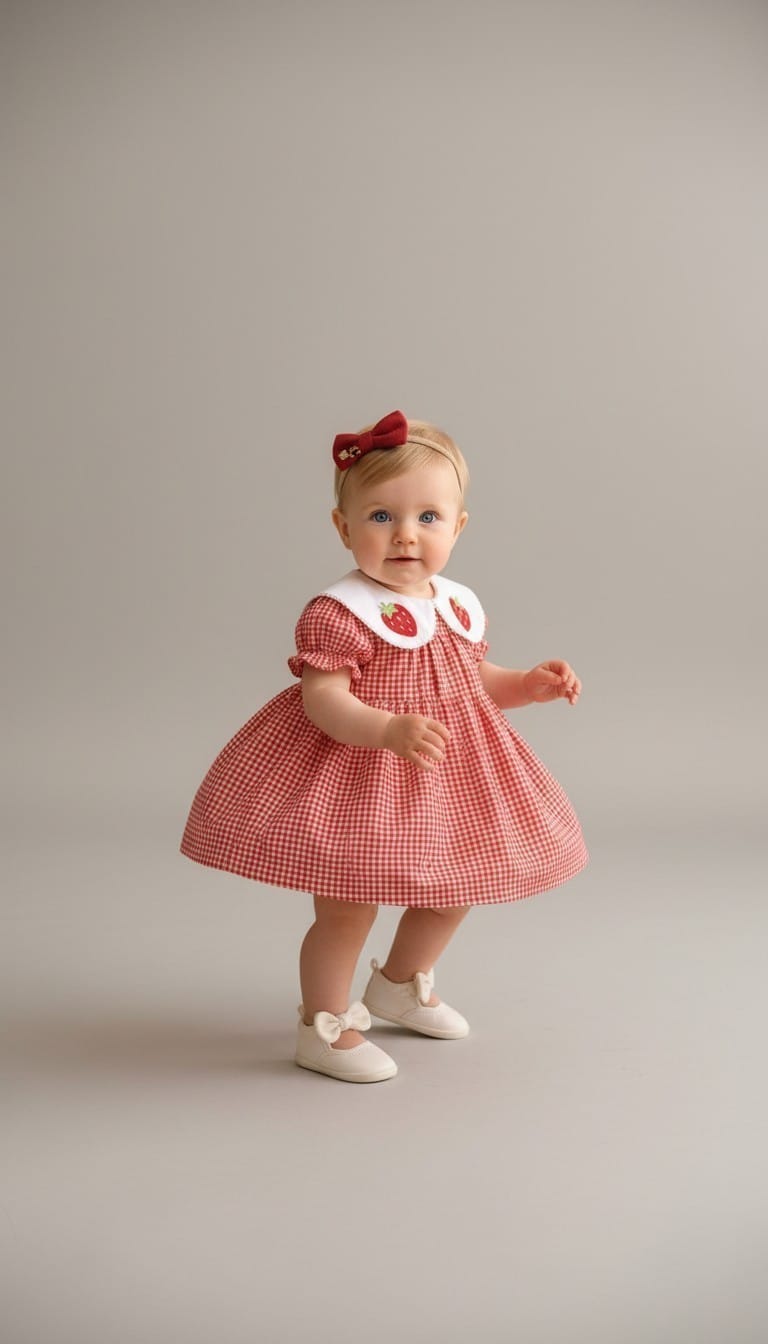 Vestido Bebê Xadrez Morango Buá