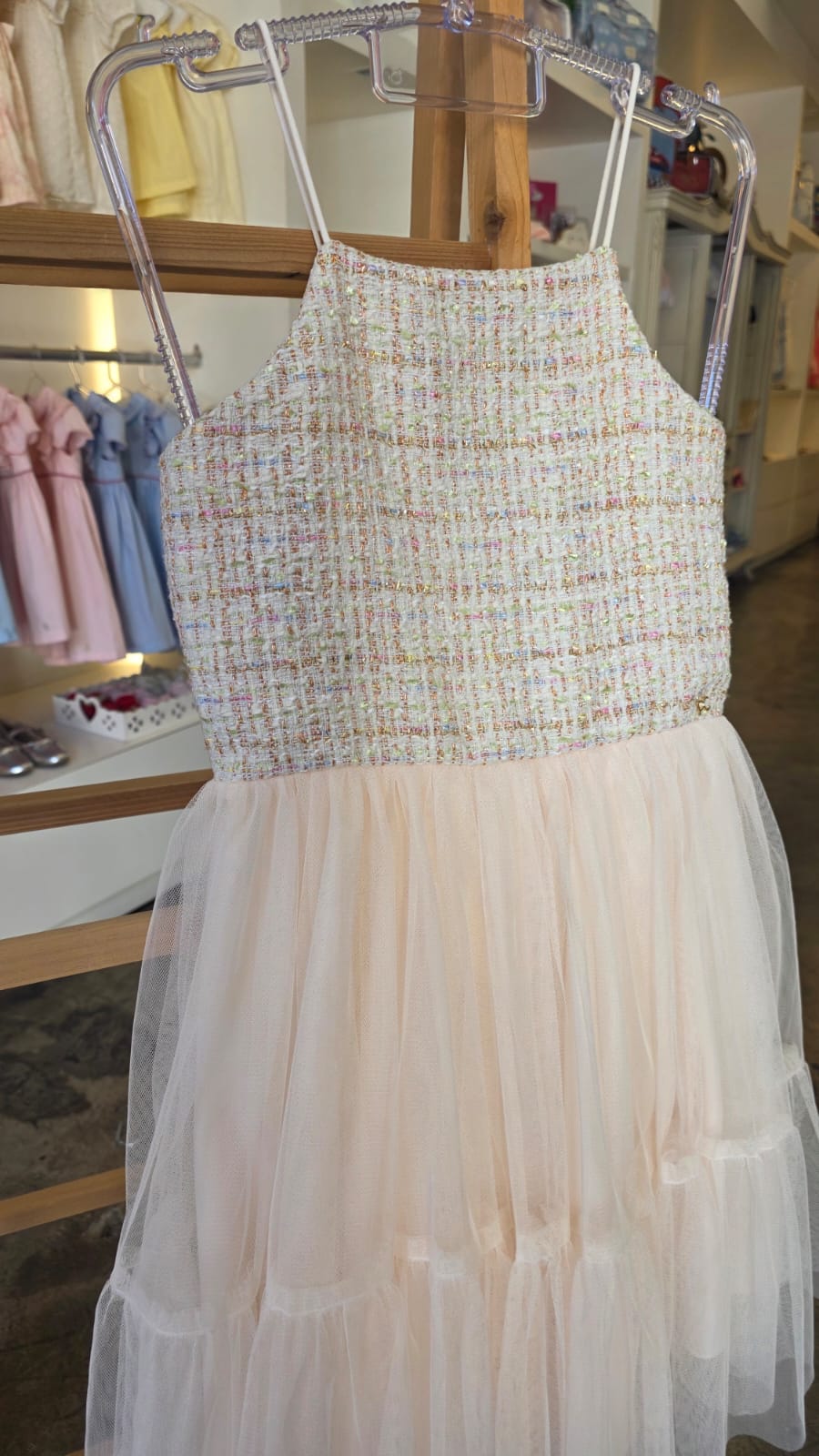 Vestido Infantil Creme Xadrez Petit Cherie