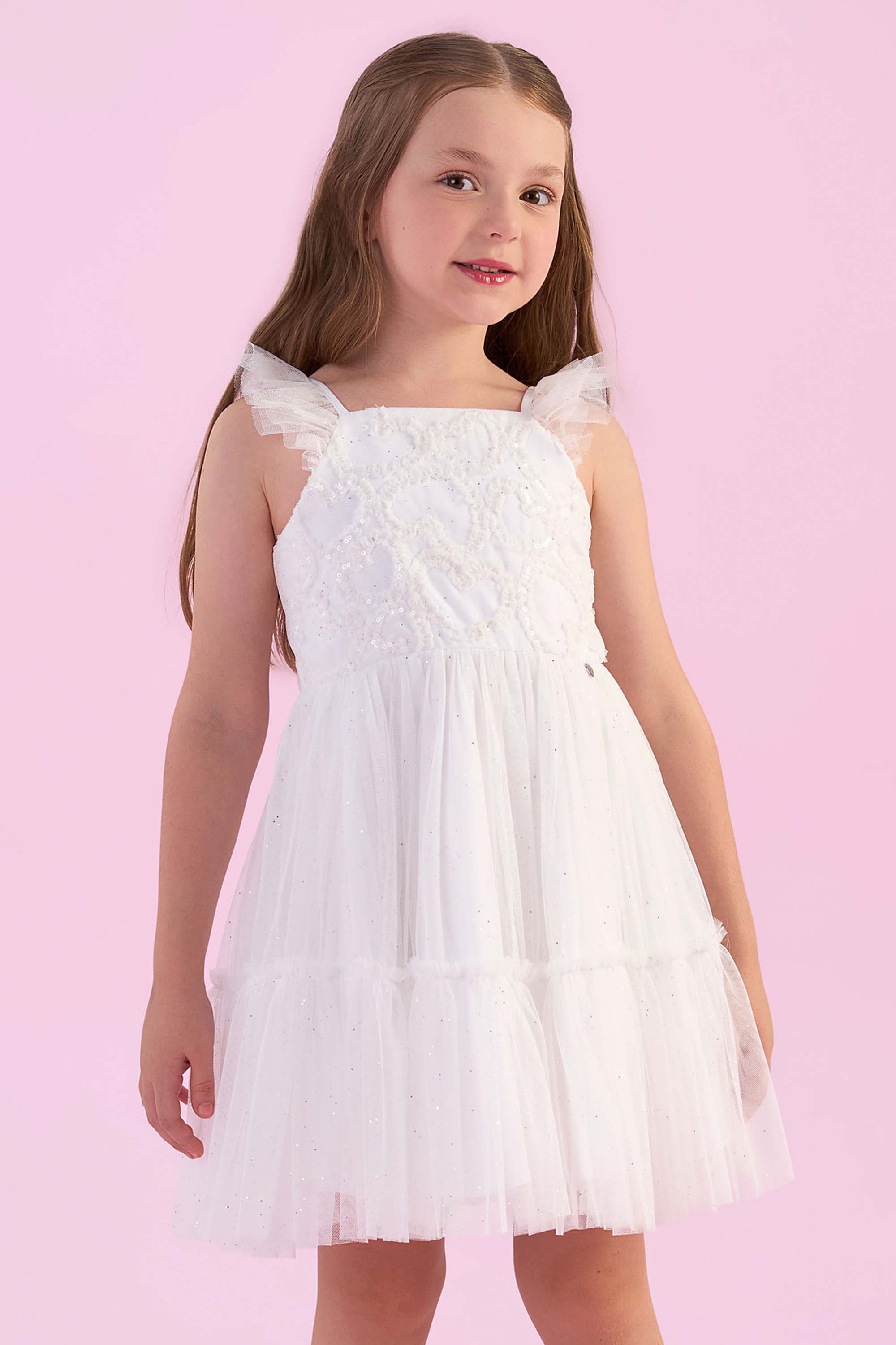 Vestido Infantil Tule Cristal Petit Cherie