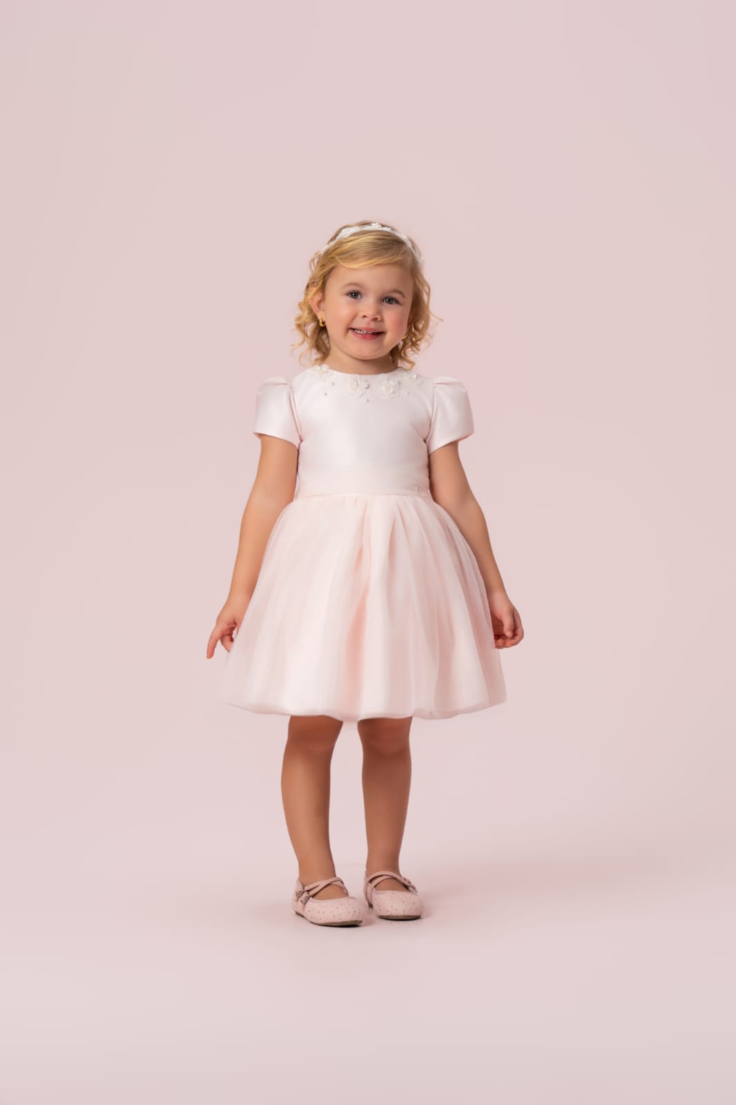 Vestido Infantil Rosa Flor Petit Cherie