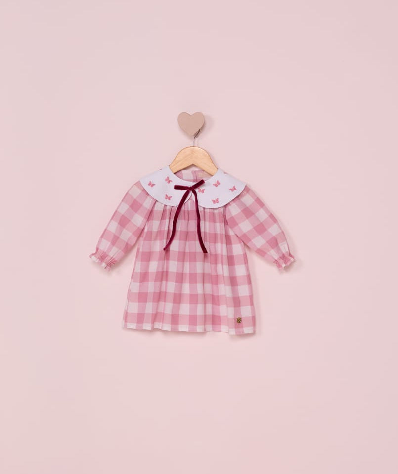 Vestido Bebê Xadrez Gola Buá