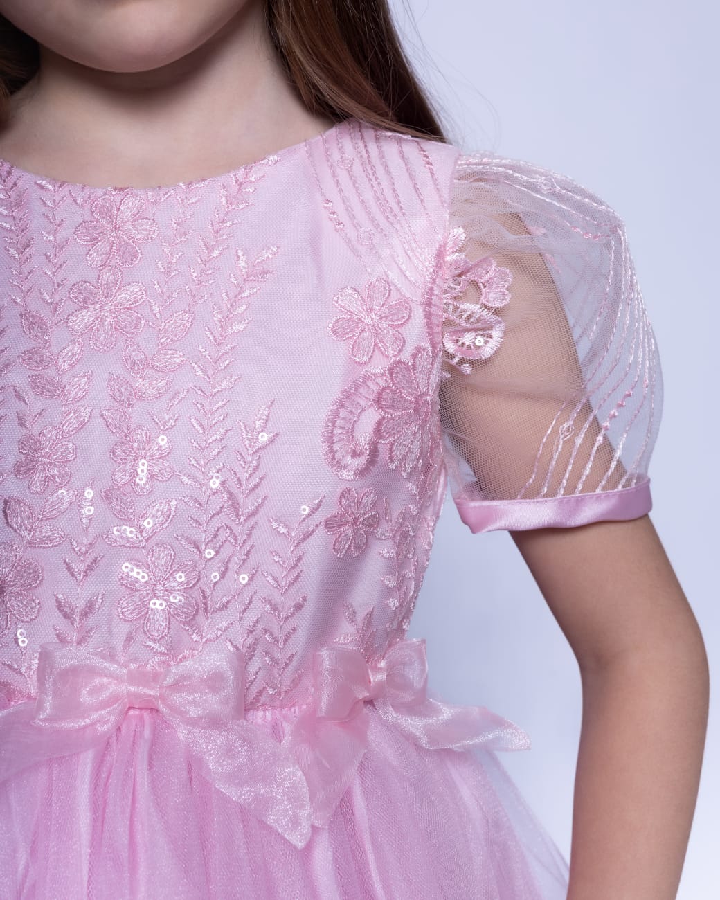 Vestido Infantil Festa Rosa Bordado Buá