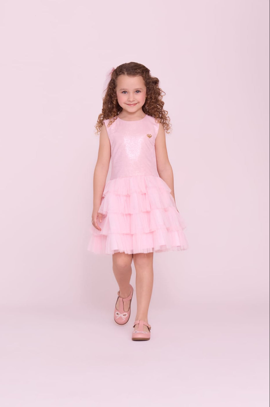 Vestido Infantil Rosa Brilho Buá