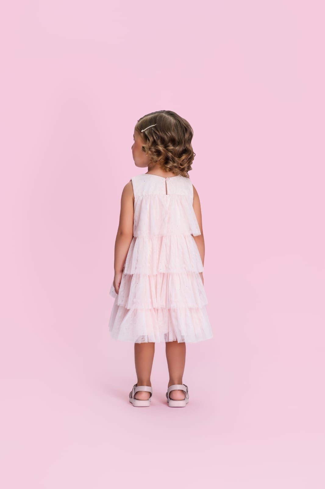 Vestido Infantil Glitter Rosa Petit Cherie
