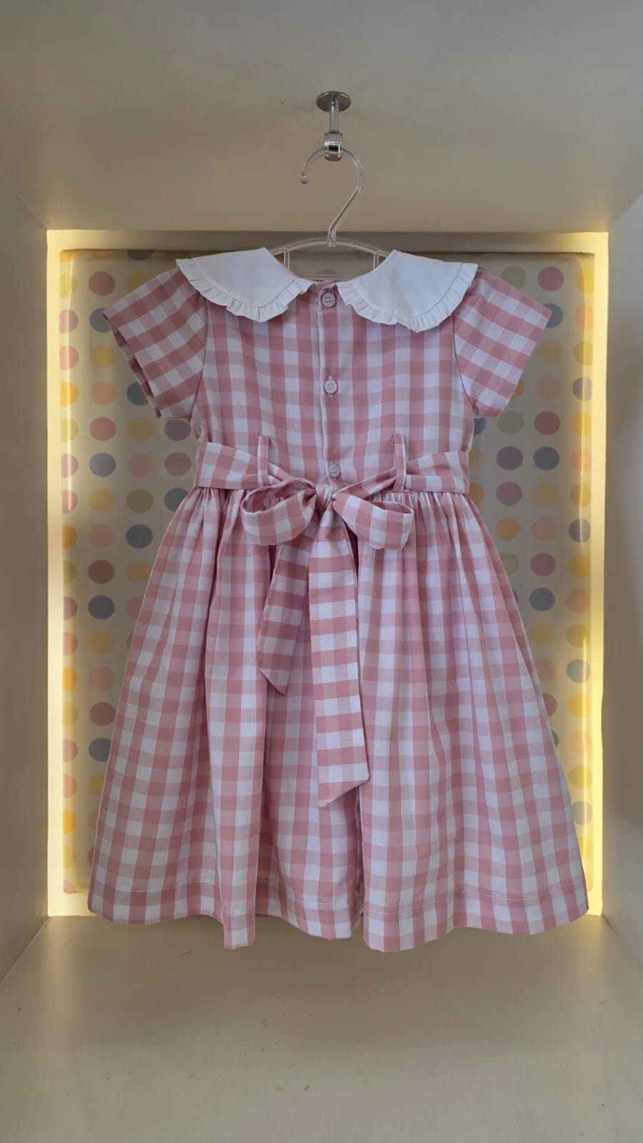 Vestido Bebê Xadrez Rosa Buá