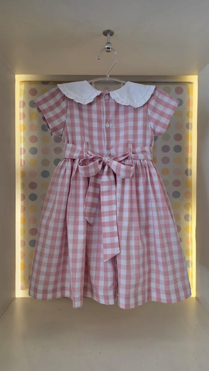 Vestido Bebê Xadrez Rosa Buá