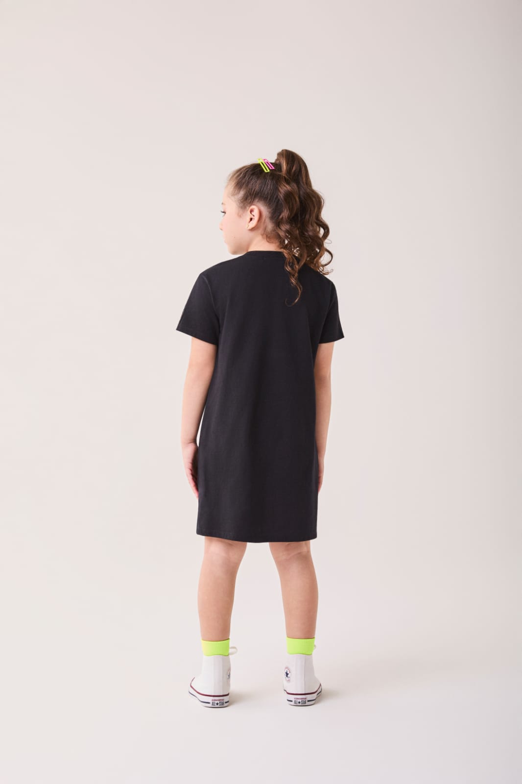 Vestido Infantil Malha Preto Morango
