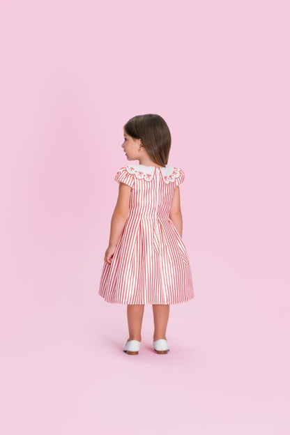 Vestido Infantil Vermelho Listrado Petit Cherie