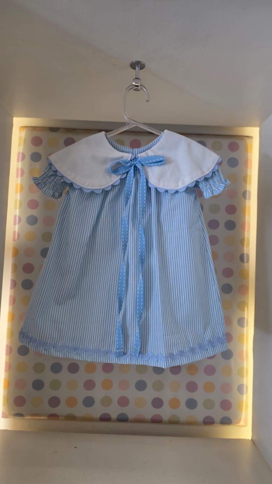 Vestido Bebê Azul Listrado Buá