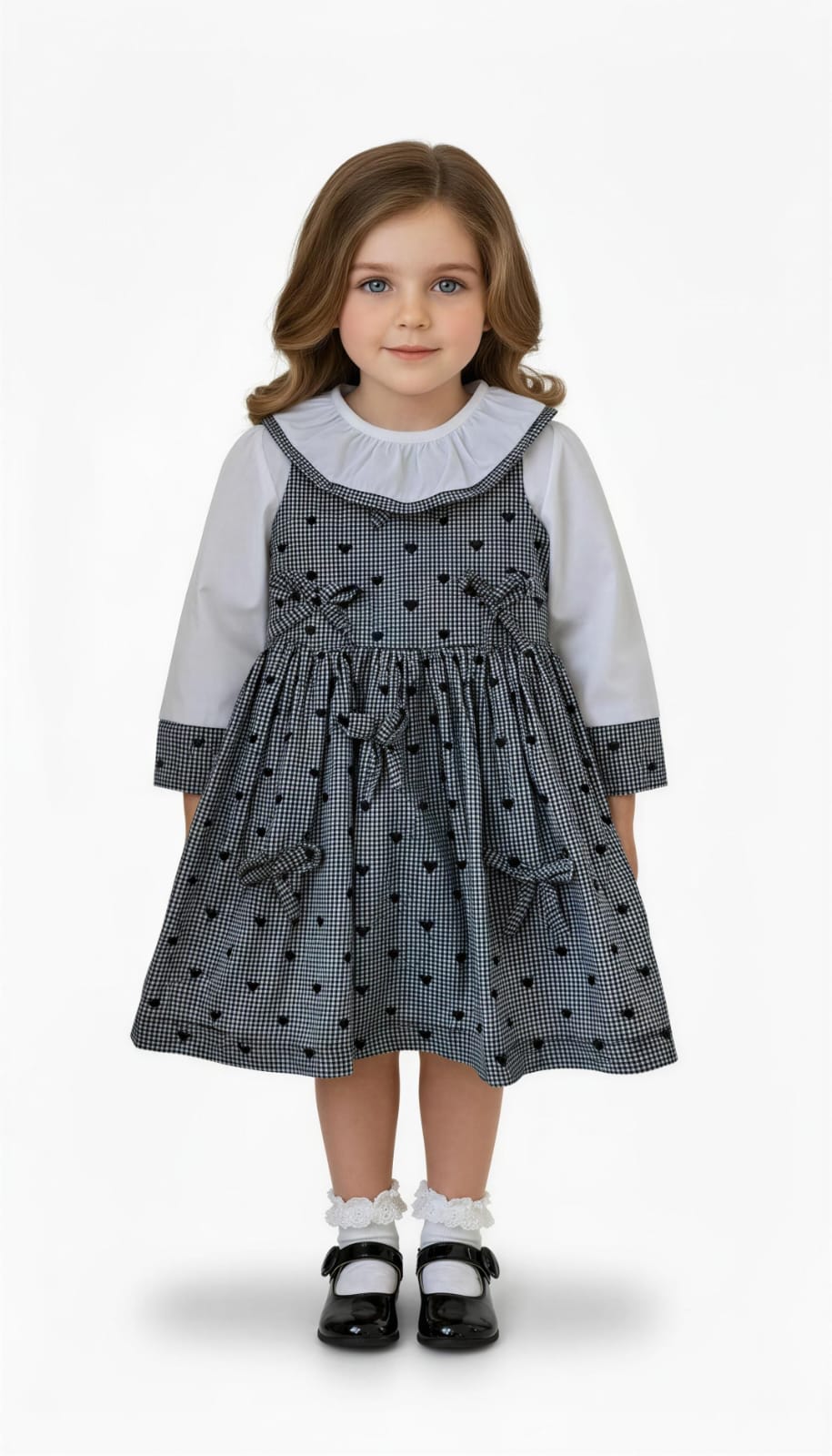 Vestido Bebê Corações Preto Buá