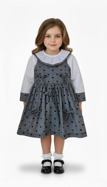 Vestido Bebê Corações Preto Buá