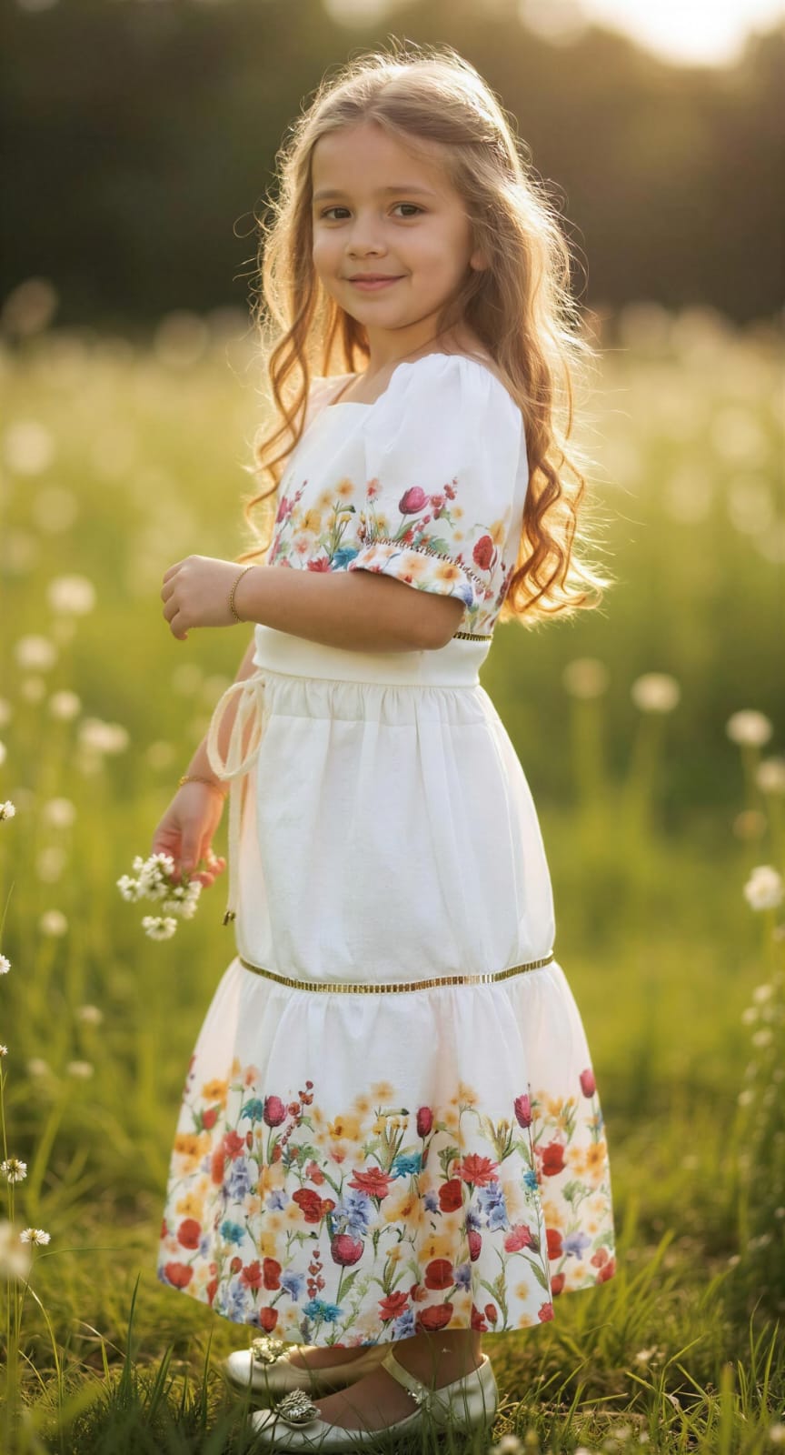 Conjunto Infantil Tricoline Flores Buá