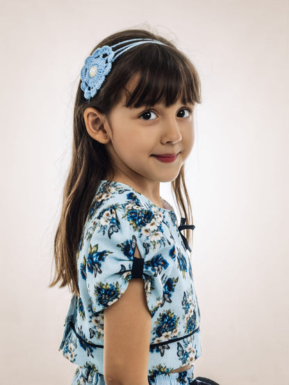 Conjunto Infantil Azul Flores Buá