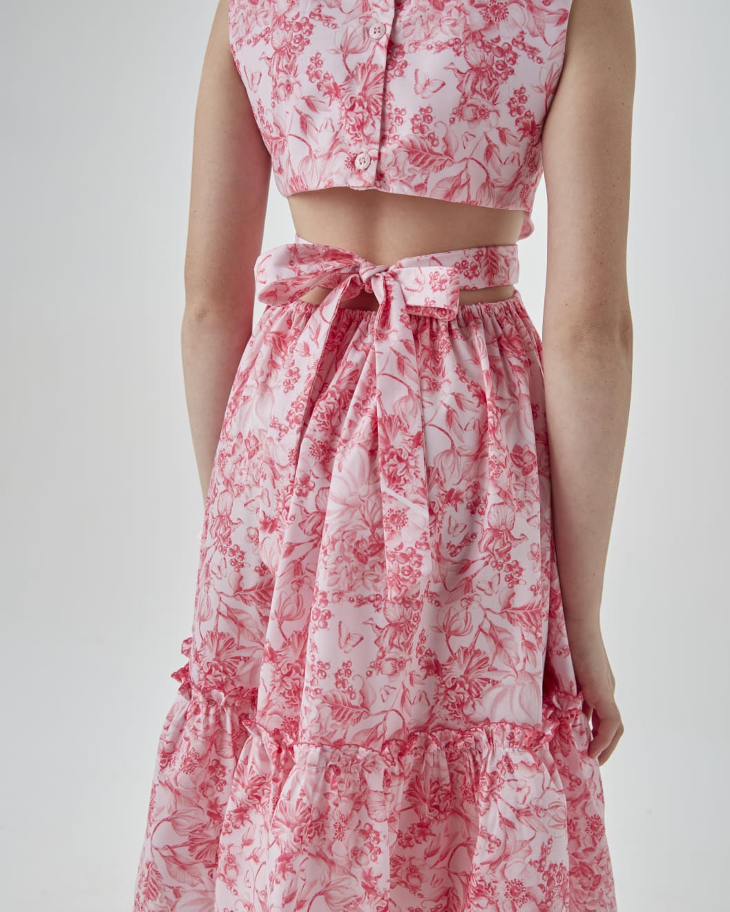 Vestido Midi Rosa Flores UM+UM