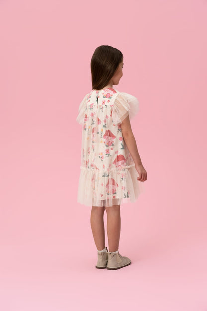 Vestido Infantil Bege Cogumelos