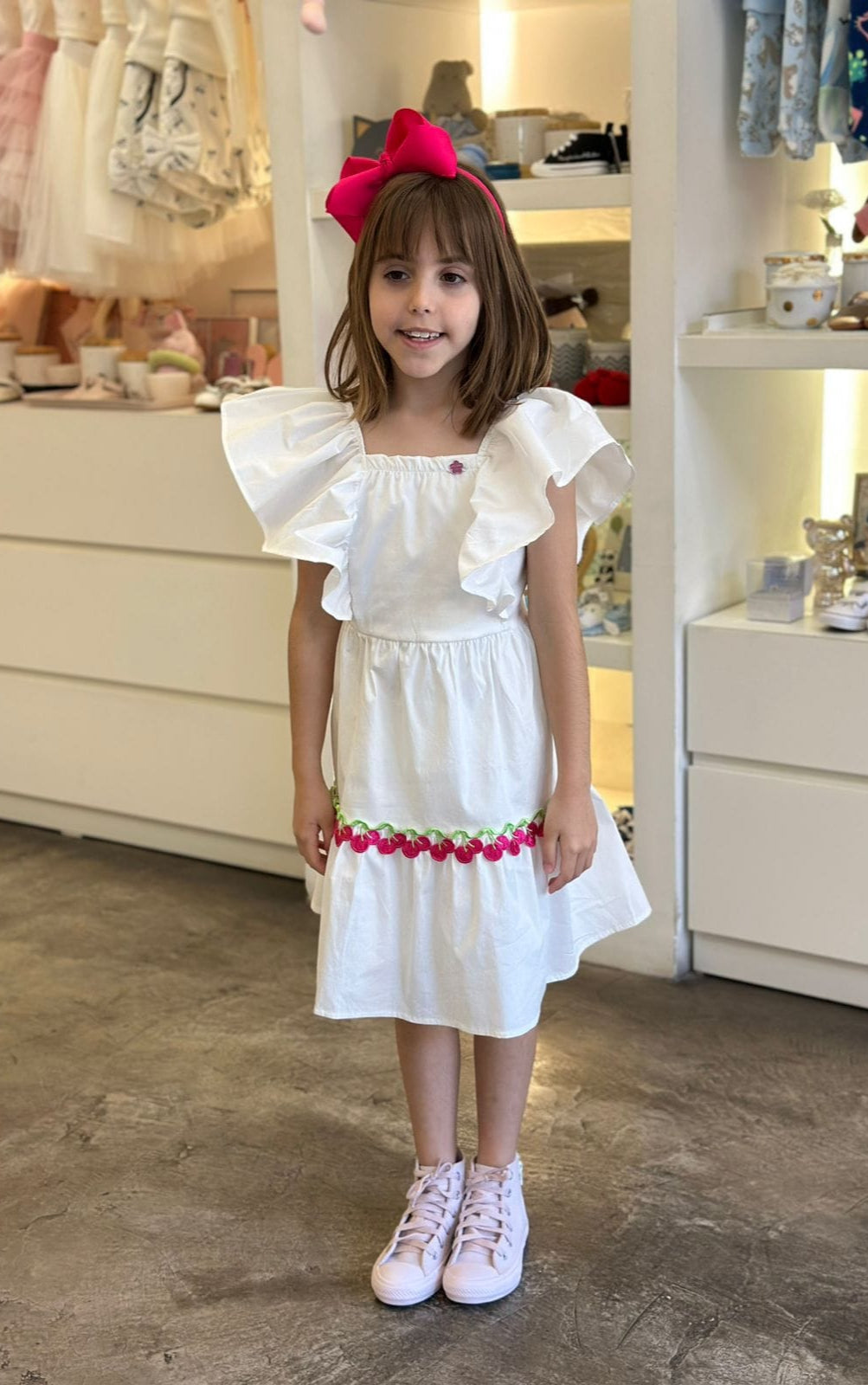 Vestido Tricoline Cerejas Momi