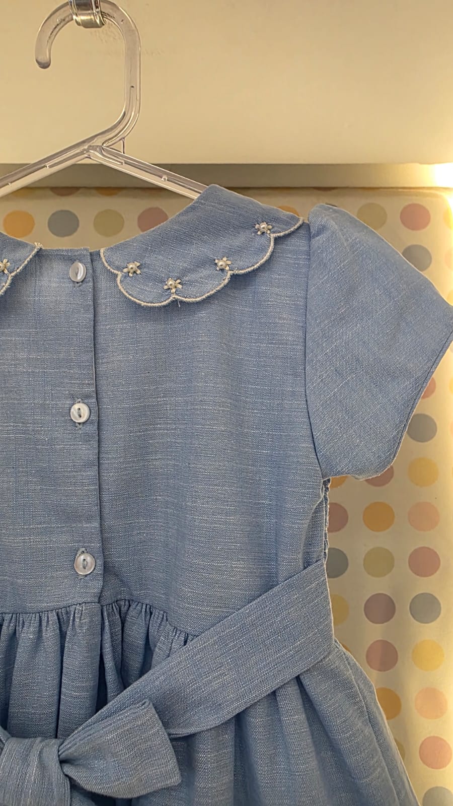 Vestido Bebê Bordado Azul Buá