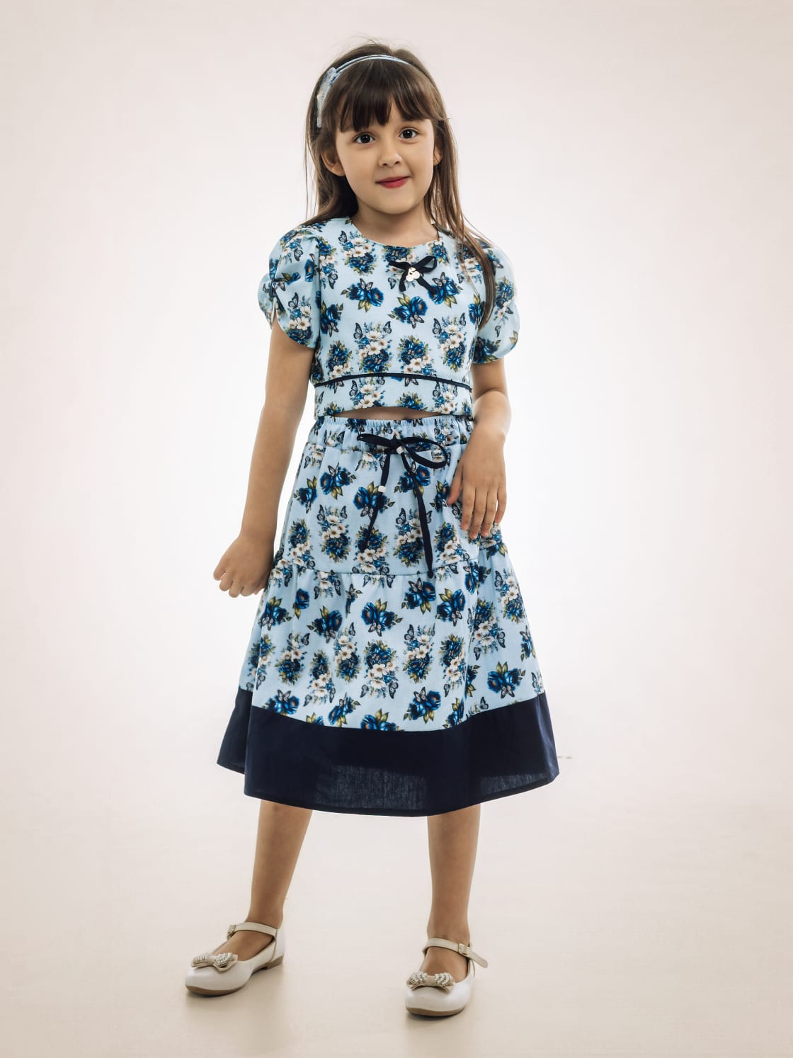 Conjunto Infantil Azul Flores Buá