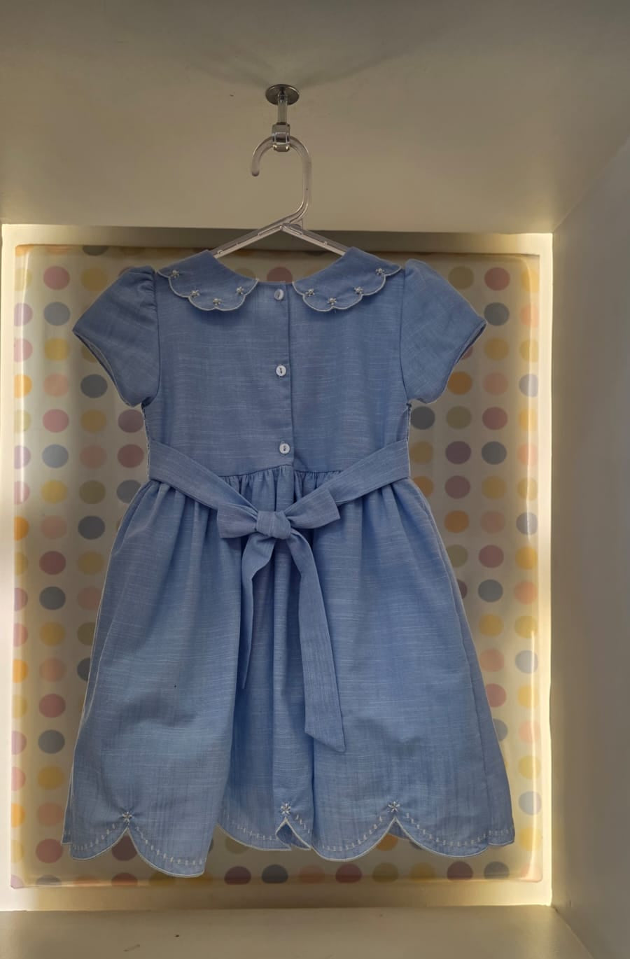 Vestido Bebê Bordado Azul Buá