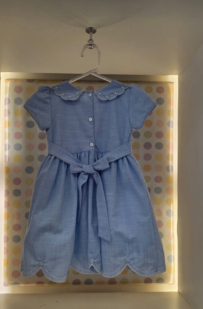 Vestido Bebê Festonê Azul Buá