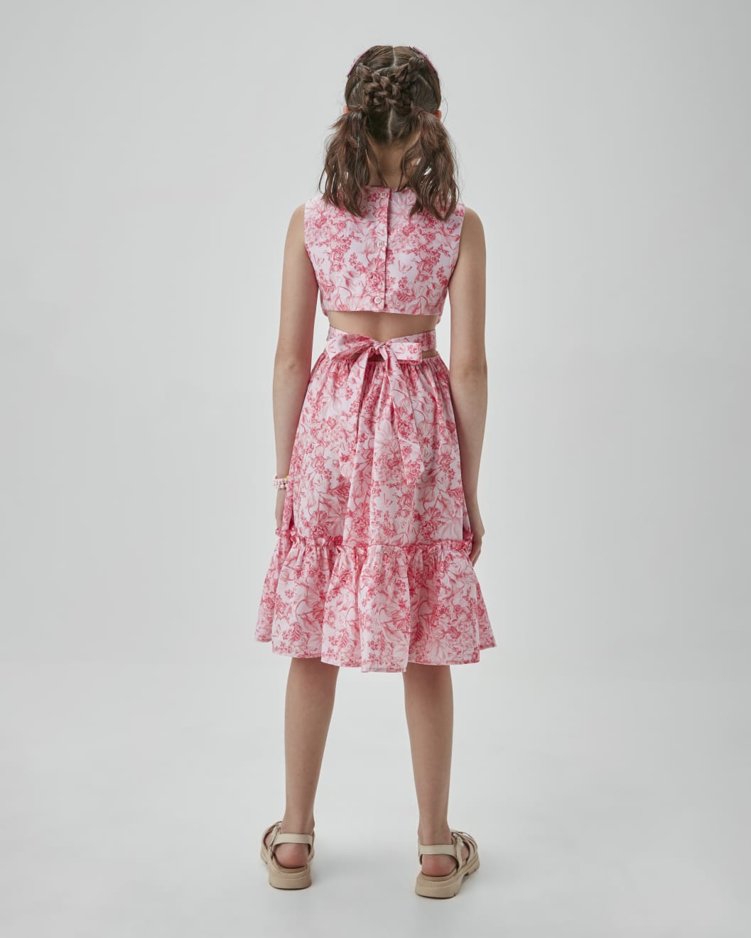 Vestido Midi Rosa Flores UM+UM