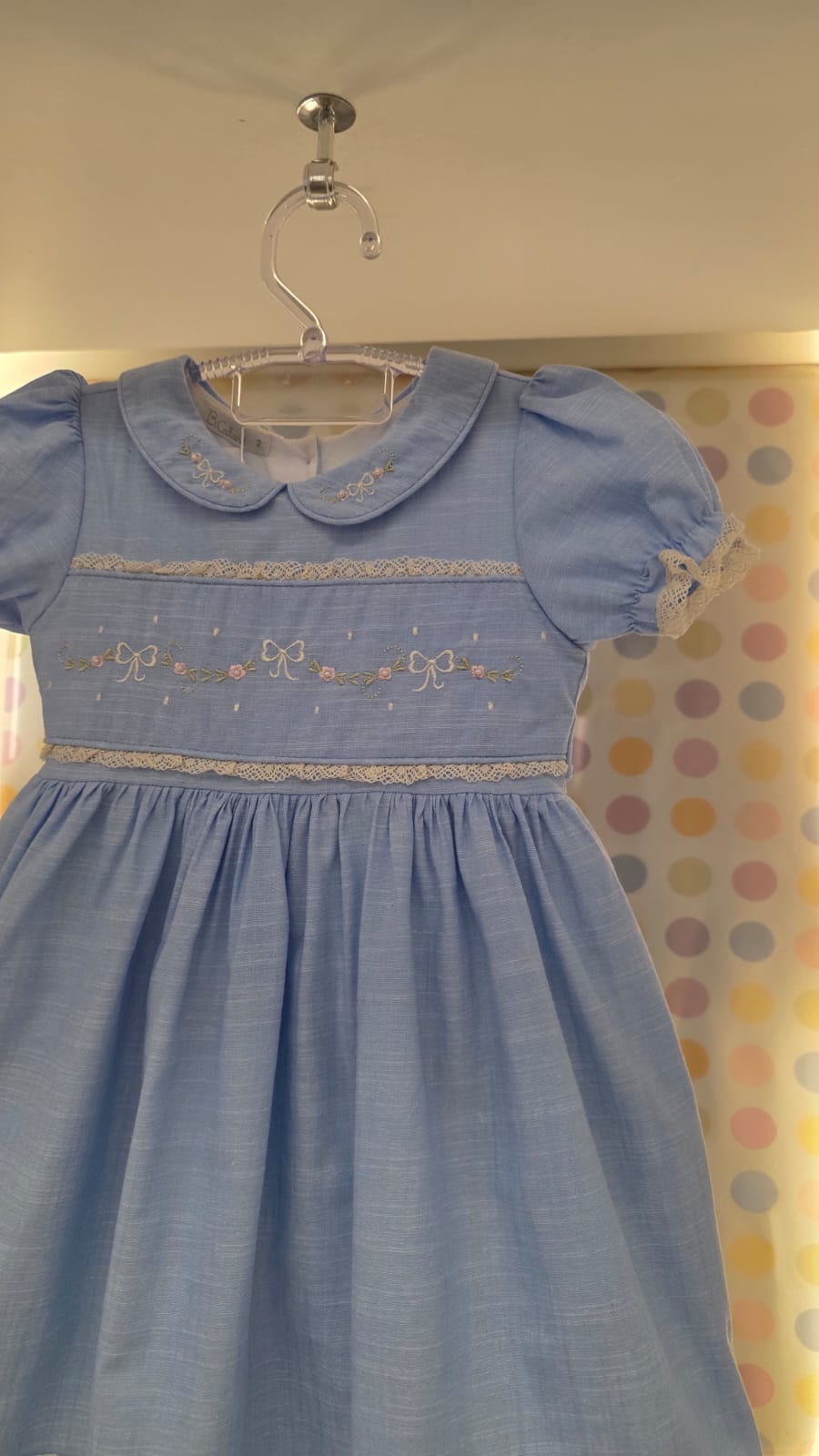 Vestido Infantil Azul Bordado Buá
