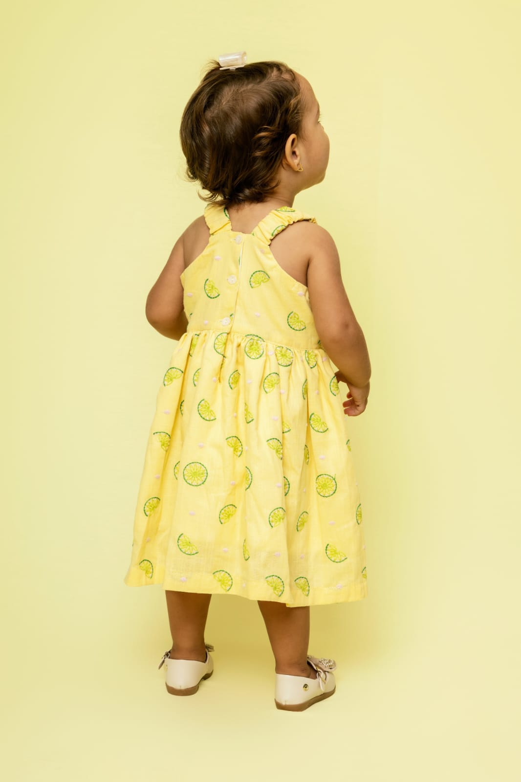 Vestido Infantil Amarelo Bordado Buá