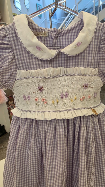 Vestido Infantil Xadrez Lilás Buá