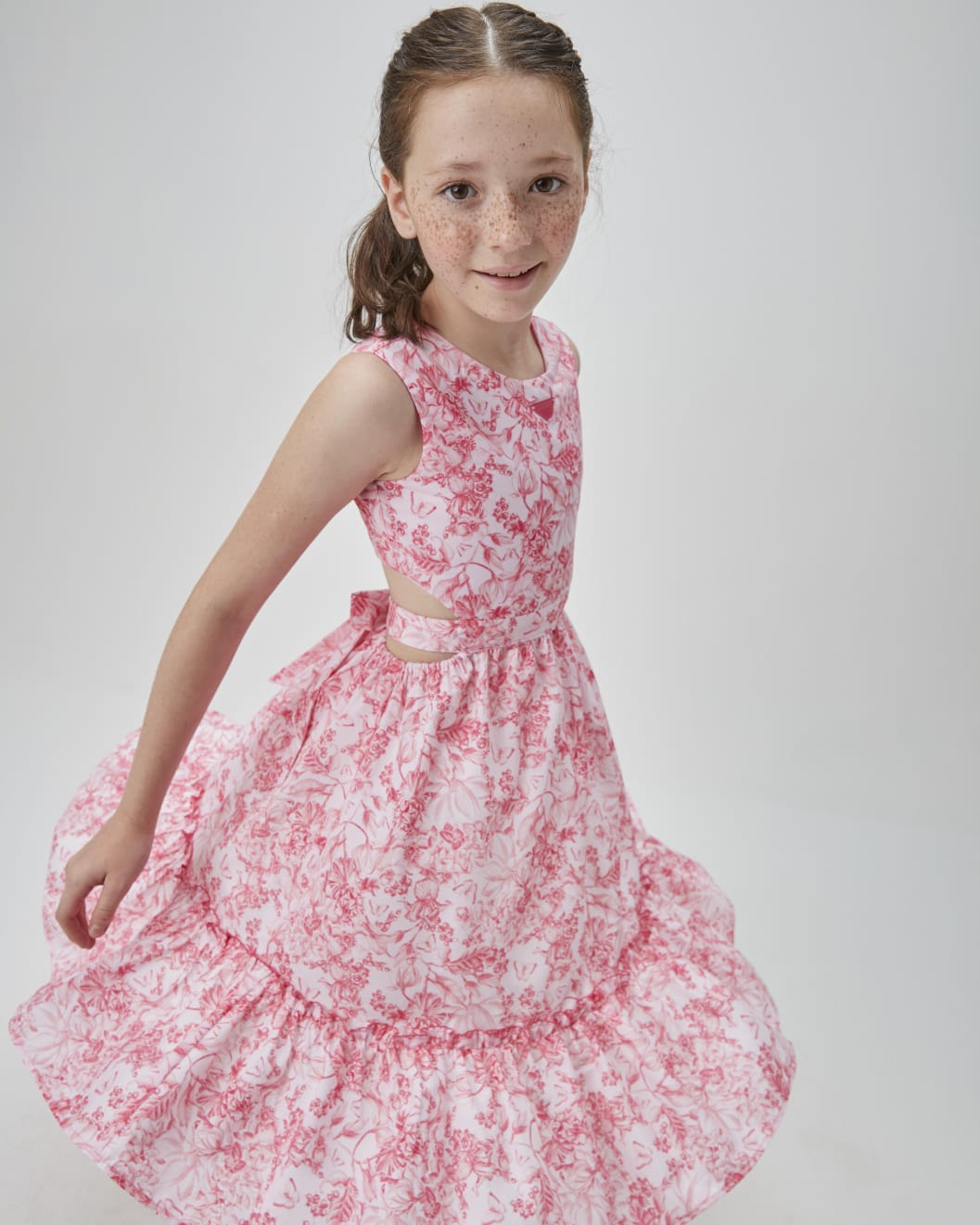 Vestido Midi Rosa Flores UM+UM