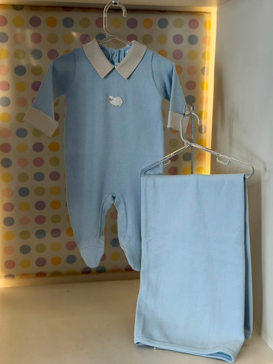 Macacão Bebê Ovelha Azul Buá